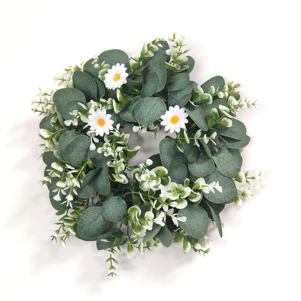 

decorative flowers & wreaths artificial little white daisy wreath green leaves eucalyptus garland for home decor farmhouse decoration