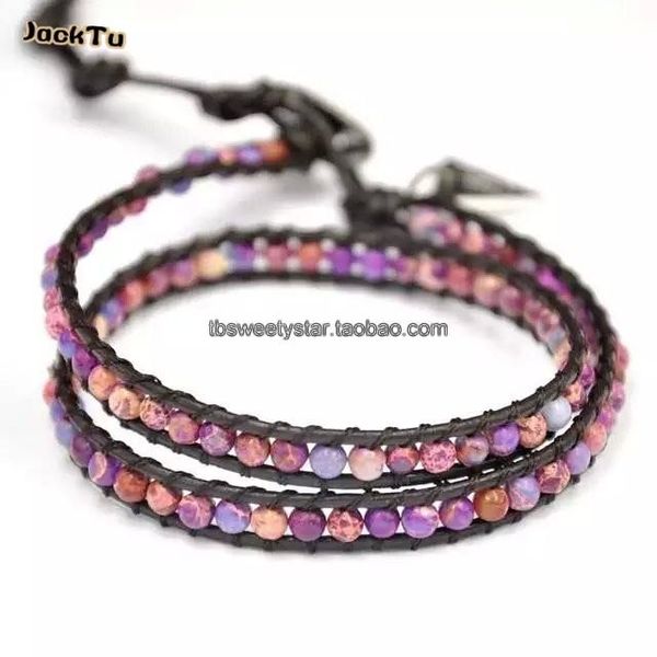 

imperial stone bracelet double wrap leather bracelet for woman, Golden;silver