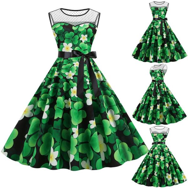 

women's st. patrick's day dresses sleeveless lace evening party prom dress vintage robe swing pinup elegant j60 casual, Black;gray