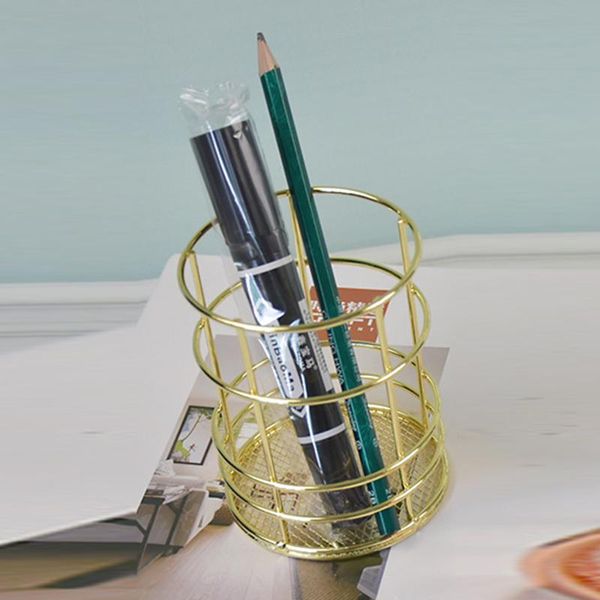 

storage boxes & bins nordic style metal wrought iron pen holder office basket makeup brush tube multifunctional