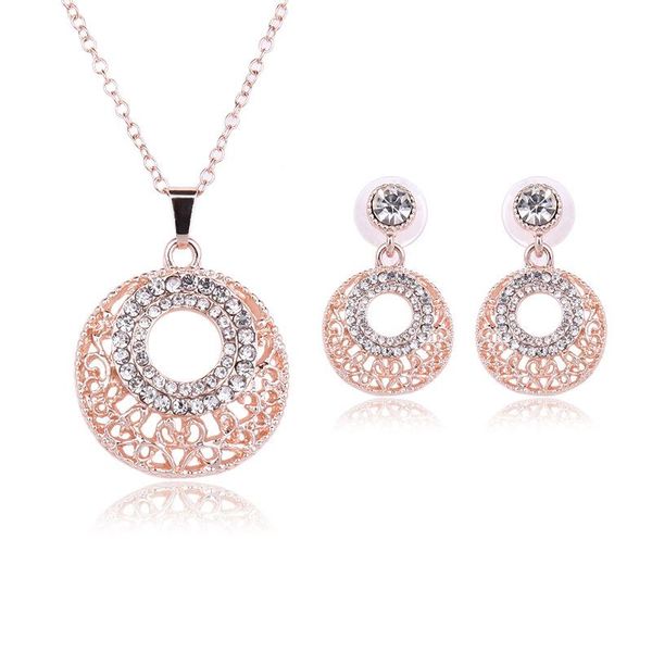 

earrings & necklace 2021 arrrival simple women jewelry two-piece bridal wedding banquet sets joker elegant party gift fashion costume, Silver