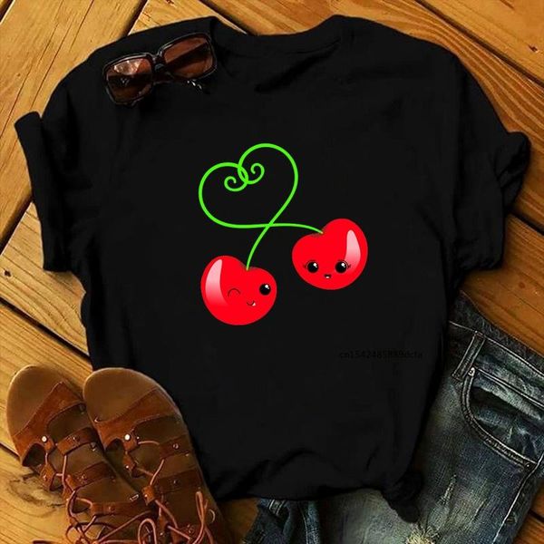 

women's t-shirt kawaii cherry fashion summer harajuku clothes graphic t shirts, White