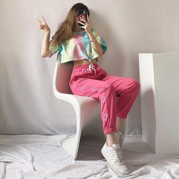 

women's pants & capris sports female loose-fit tappered trousers 2021 summer slimming versatile thin casual high street ins fashion, Black;white