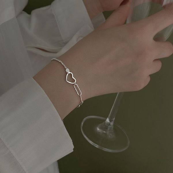 

charm bracelets sweet style silver color hollow heart chain gypsophila geometry adjustable bracelet for women girl fashion jewelry, Golden;silver