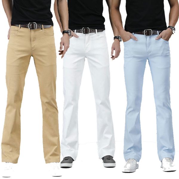 

men new jeans micro-flare denim broek korean version of elastic casual flared black size 28-36, Blue