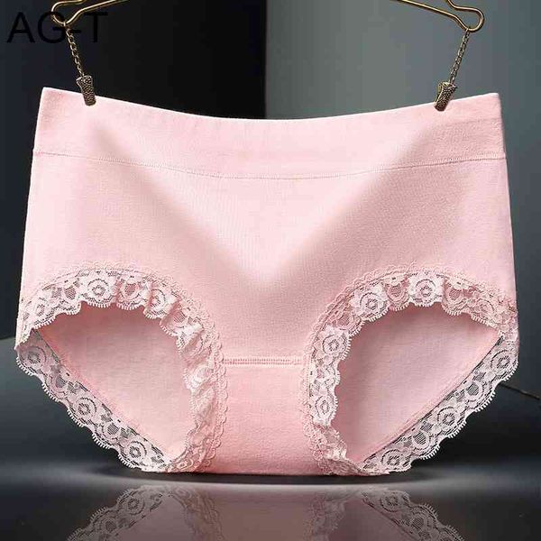 

women's middle waist cotton traceless triangle lace underwear, Black;pink