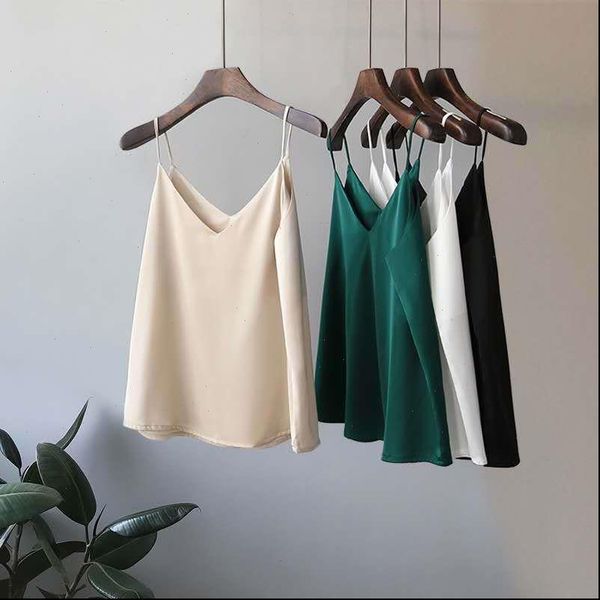 

spaghetti strap crop women camis white summer t shirt with straps cropped satin woman