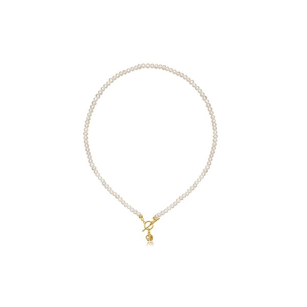 

necklaces brass with 18k gold natural pearl ot chains necklace women jewelry designer t show runway sweety boho japan korean sample trendy, Silver