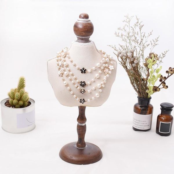 

jewelry pouches, bags retro mannequin pendant necklace display stand household storage ornaments, Pink;blue
