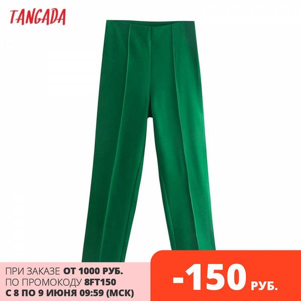 

tangada fashion women green high waist suit pants trousers pockets buttons office lady pants pantalon qd59 210609, Black;white