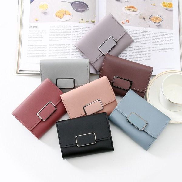 

wallets women's wallet lovely candy color short leather female small coin purse hasp card holder for girls gifts, Red;black