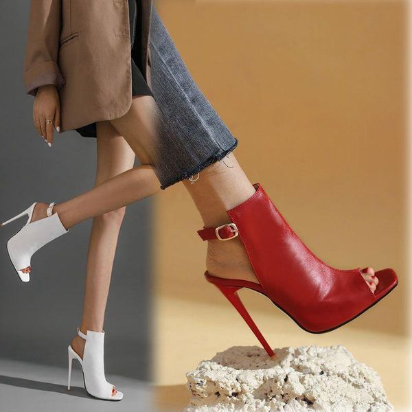 

boots 2021 style thin heel super high fish mouth hollow back strap hate tiangao women's sandals women, Black