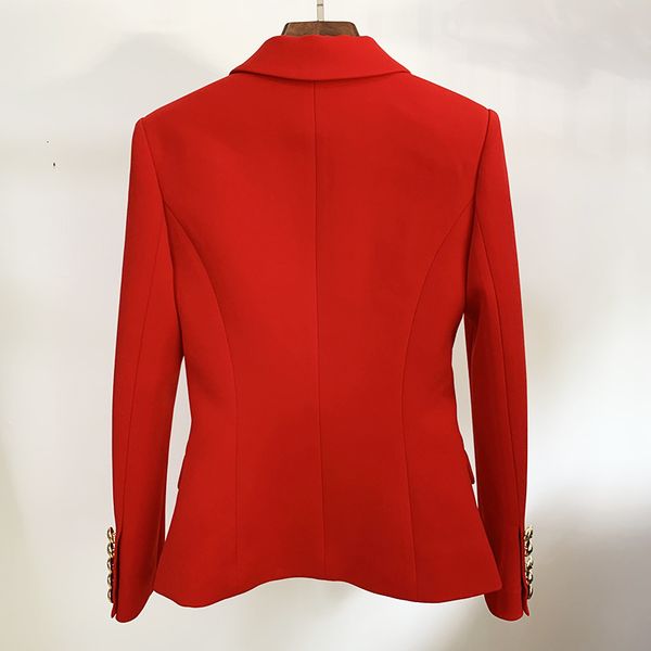 

high street classic designer jacket women's slim fitting metal lion buttons double breasted blazer 201009, White;black
