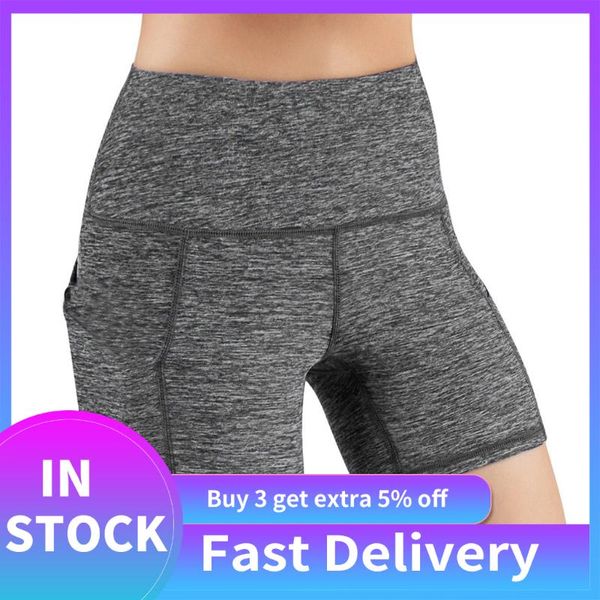 

high waist bikerÂ shorts push up fitness yoga shorts solid pocket high-waist hip stretch underpants running gym clothing, White;black