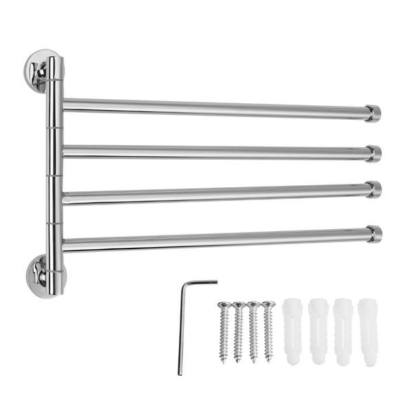 

towel racks 2-4 poles bath rack stainless steel holder shower shelf wall-mounted home 180Â° rotation movable paper