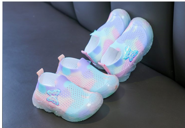 

childrens shoes summer new girl comfortable trend breathable non-slip leisure sports stitching color butterfly kids shoes gs22, Black