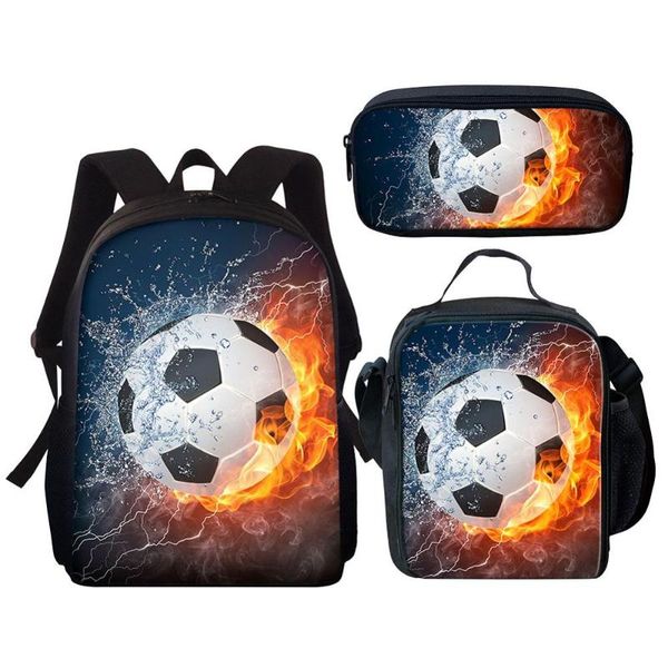 

fashion 3d soccer print lovely school bag set/3pcs for students boys girls kids backpacks shoulder bagpack children bookbag bags