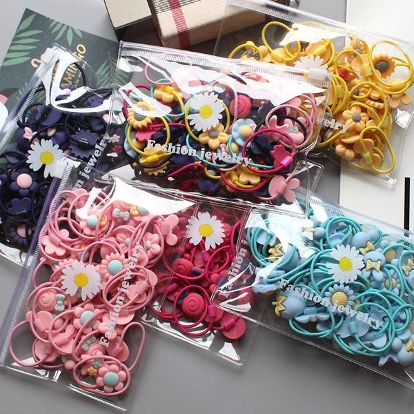 

hair accessories 20pcs nylon bands headdress set for girls colorful children's rubber elastic clips high quality, Slivery;white