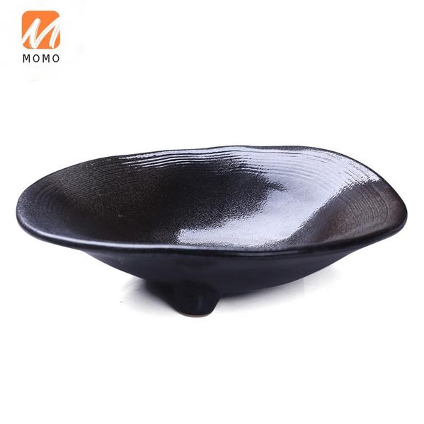 

ceramic tableware japanese retro triangle black sashimi bowl creative fresh seafood of ice storage bottles & jars