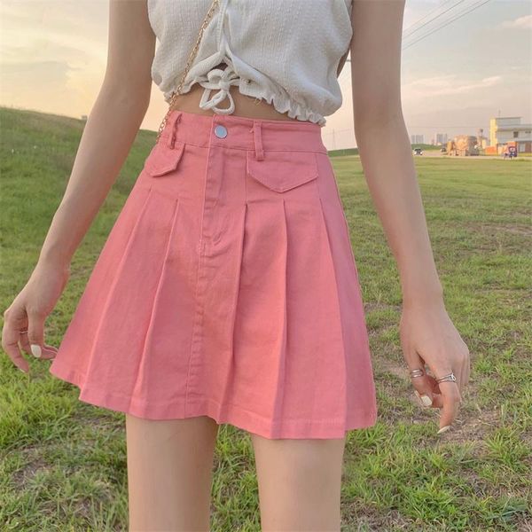 

skirts summer female pleated high waist fashion kawaii a-line mini student korean casual harajuku skirt, Black