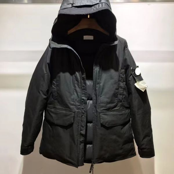 

22ss cptoney mens down embroidery letter printing mid-length multi-pocket design womens waterproof fabric jacket, Black