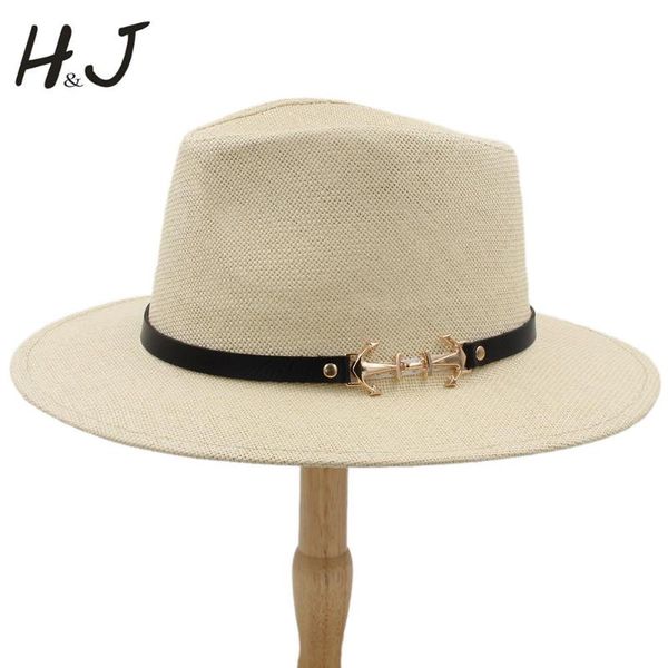 

stingy brim hats 2021 100% straw women men sun hat with wide panama handmade beach sunbonnet jazz size 56-58cm a0152-xsj, Blue;gray