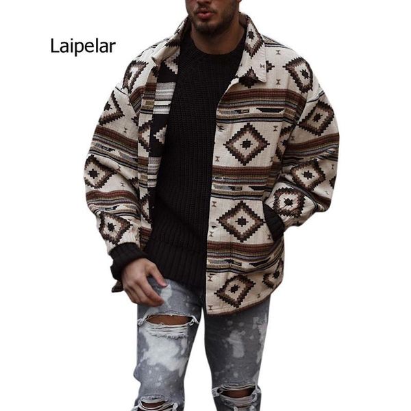

men's jackets leisure spring lapel collar retro geometry print coats autumn fashion men clothing 2021, Black;brown