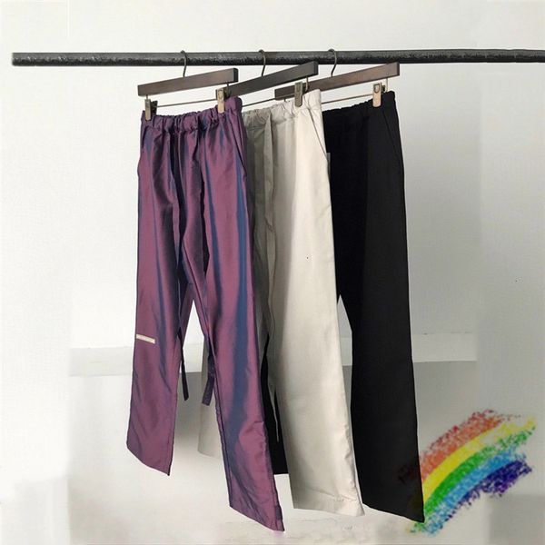 

men's pants laser reflective colorful fog essentials sweatpants men women 1:1 version fashion casual streetwear trousers 3tcn, Black