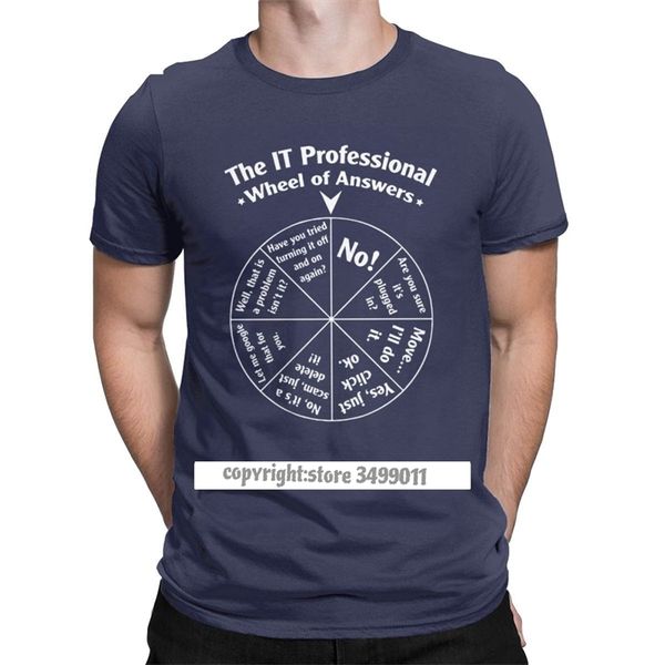 

casual the it professional wheel of answers tshirts men cotton t shirts programmer programming software engineer tees 210706, White;black
