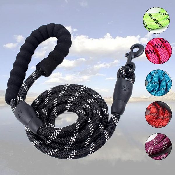 

dog collars & leashes 1.2 1.5 2.0 m solid leash for large small and medium dogs pet puppy walking training lead rope big nylon long leas