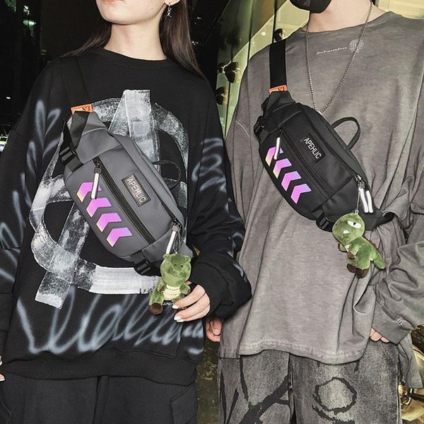 

waist bag 2021 tassel female belt pack street trend hip hop chest ladies outdoor reflective hand messenger bags