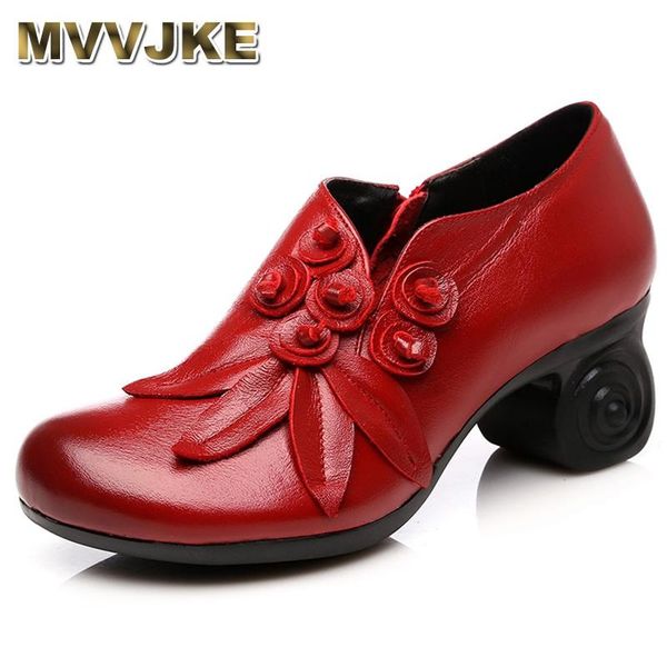 

flower genuine leather women pumps high heels shoes for female soft autumn handmade office e168 dress, Black