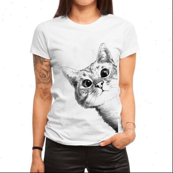 

women harajuku female t shirt casual short sleeve o neck funny cute print ladies summer, White