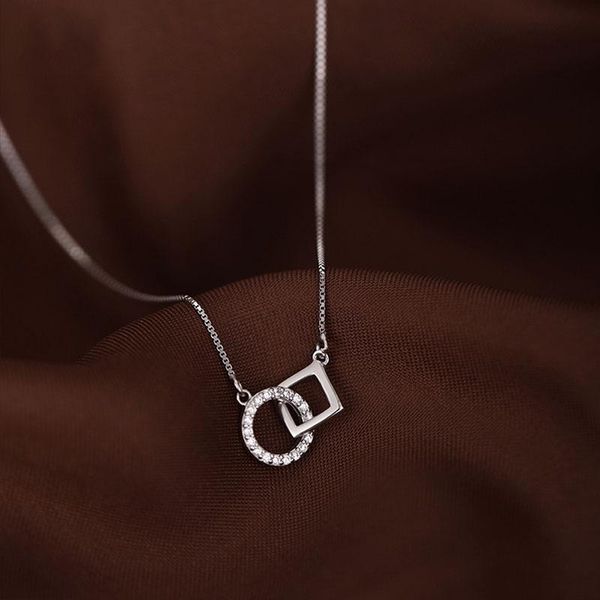 

chains small geometric design necklace ins cool breeze light of luxury fashion contracted neck collar bone chain accessories, Silver