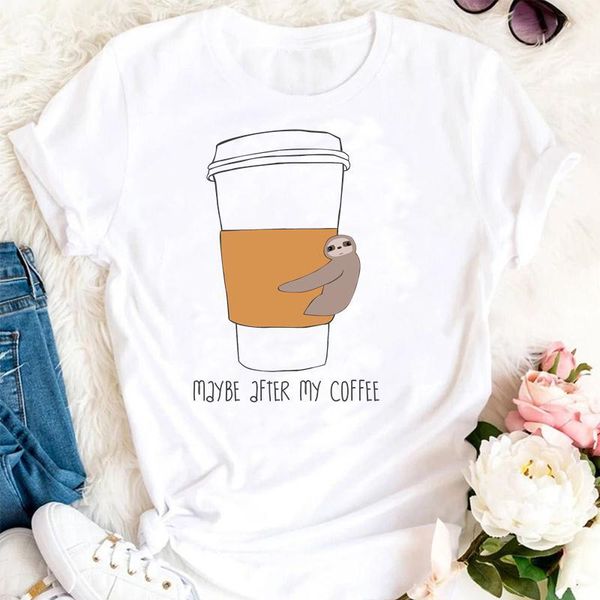 

women's t-shirt women summer coffee love funny cute ladies 90s cartoon clothes tshirts fashion stylish t lady print tee, White