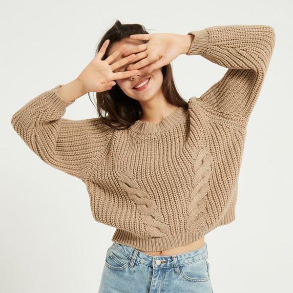 

winter pullovers women knitted long sleeve sweaters women's loose sweater 2021 basic o-neck solid autumn, White;black
