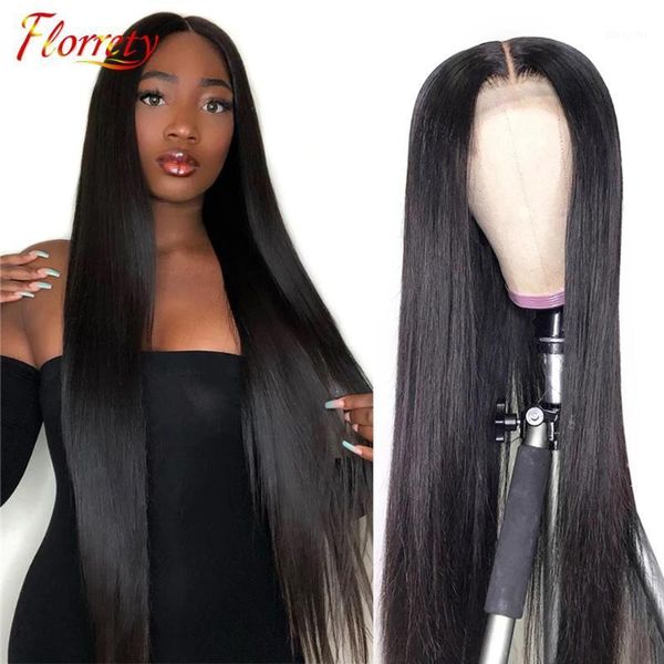 

inches lace closure wig straight human hair wigs 13x4 front preplucked for black women malaysian1, Black;brown