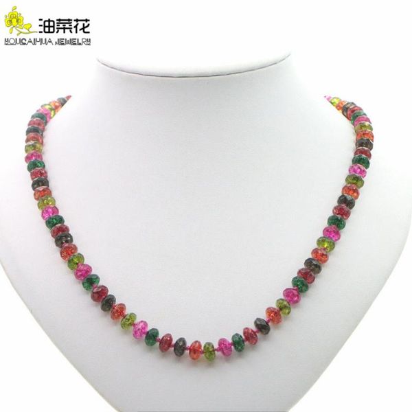 

chains natural stone necklace 5x8mm faceted wheel beads 14 styles rubys tourmalines crystal jaspers woman girl christmas gift jewelry, Silver