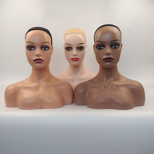 

pe material wig stand double shoulder mannequin manikin head for glasses,hat etc display, White