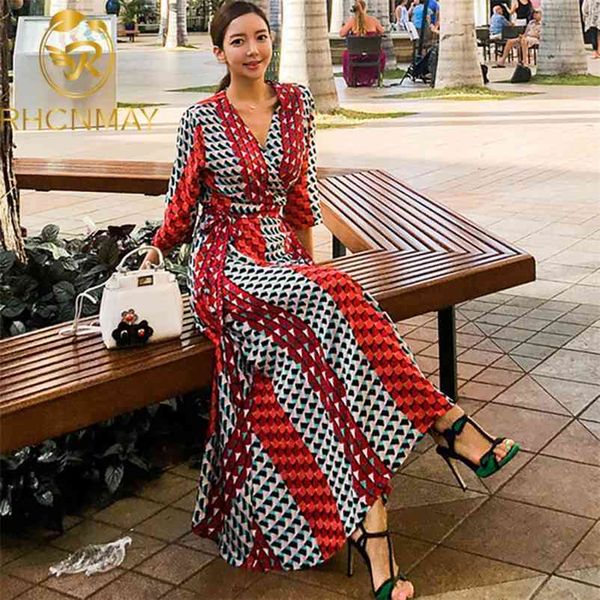 

fashion boho maxi chiffon summer dress elegant women printed tie bow holiday beach vintage long es 210520, Black;gray