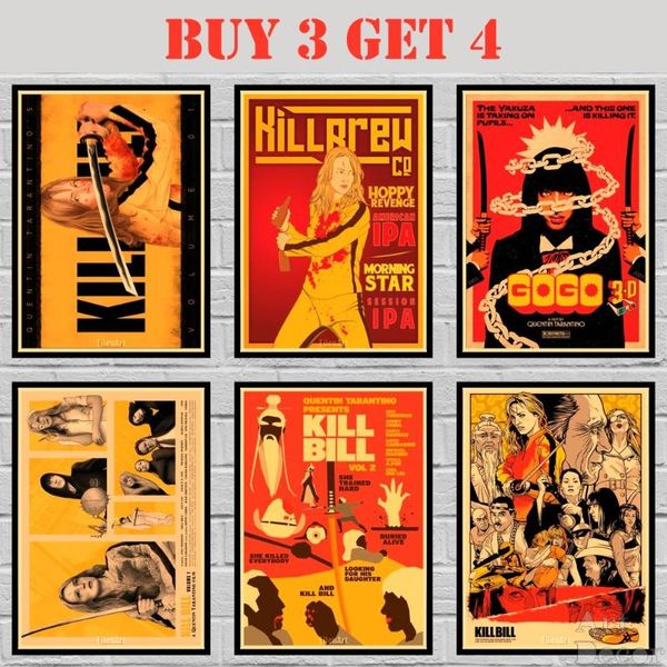 

paintings 32 designs quentin movie kill bill kraft paper poster home decal art painting funny wall sticker 42x30cm