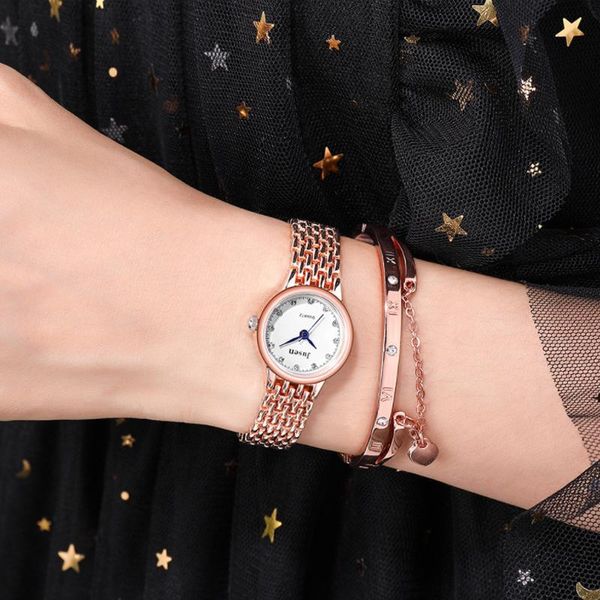 

wristwatches women watch fashion rose gold stainless steel belt watches casual ladies diamond quartz wristwatch, Slivery;brown