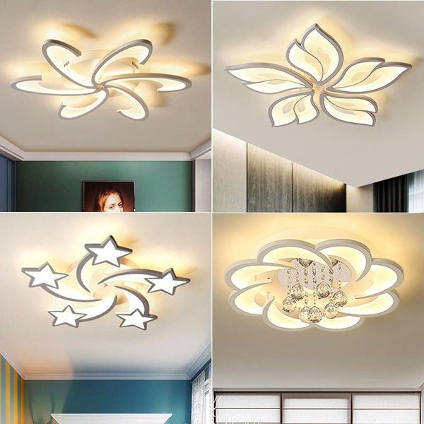 

ceiling lights modern acrylic led lamp simple white k9 crystal living room bedroom chandelier light fixture indoor lighting