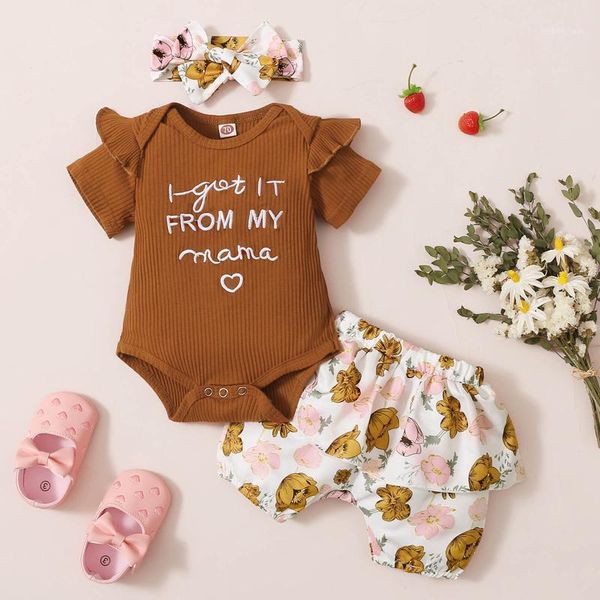 

clothing sets baby toddler girl summer short sleeve bodysuit romper jumpsuit +printed pants+headband suit 3pcs outfit set1, White