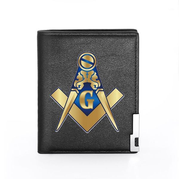

fashion masonic pu leather men women short wallet id holder military purse wallets1, Red;black