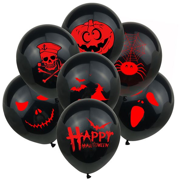 12 Zoll Halloween Kürbis Hexe Ballon Party Dekor gedruckt Hallowmas Fledermaus Spinne Latex Ballons Requisiten dekorieren Geschenk schwarz BH4915 WLY