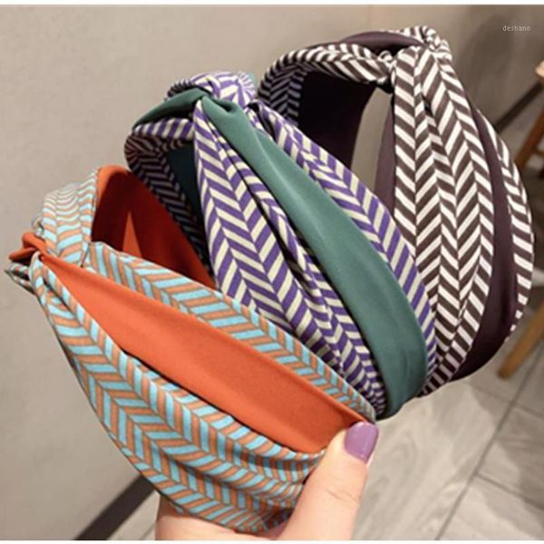 

wheat print cross hairband women striped head band wide soft fabric headband for adults headdress hair hoop1