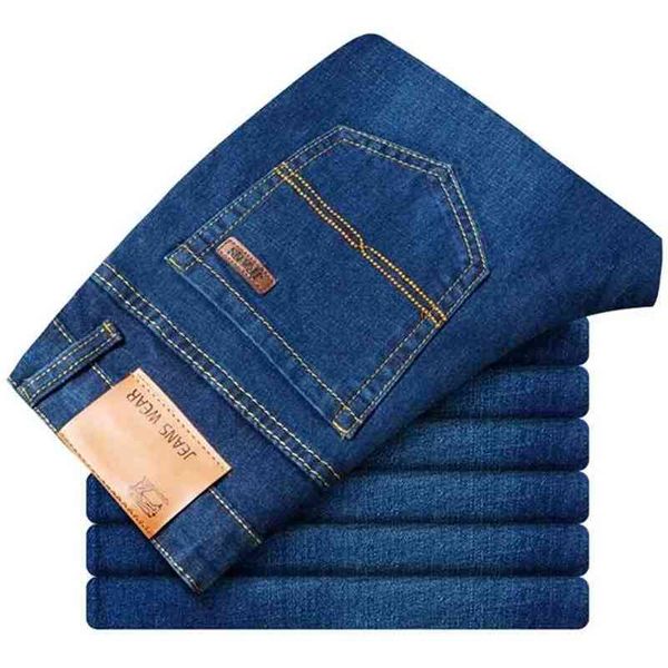 Jeans Uomo Estate Autunno Strech Business Casual Dritto Slim Fit Blu Nero Pantaloni in denim Pantaloni Classic Cowboys, G815 210716