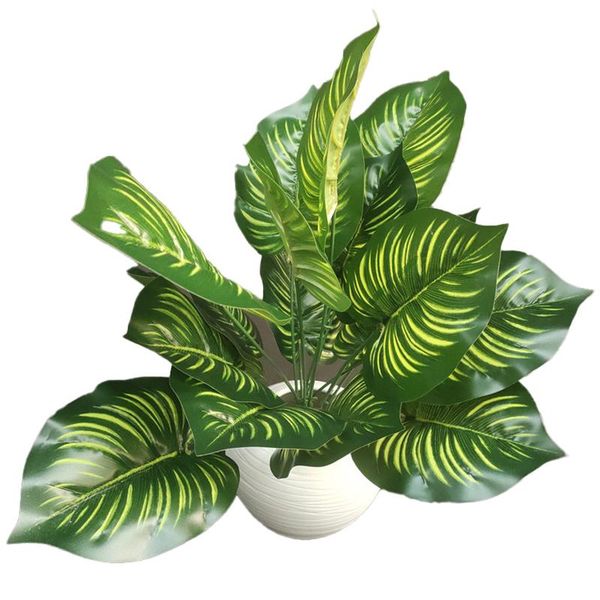 

62cm 18 branches tropical plastic artificial plants green palm leaves monstera home garden living room wc balcony decoration decorative flow