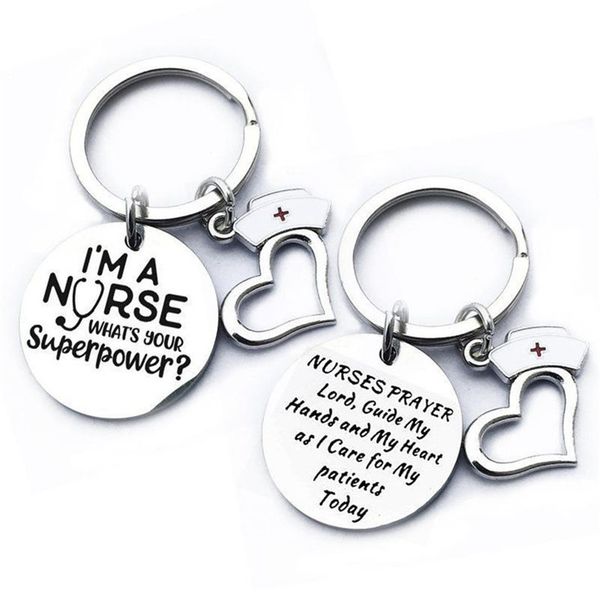 

stock stainless steel nurse keychain i'm a nurse stethoscope keyring heart-shaped pendant nurse keychain medical student gift jewelry